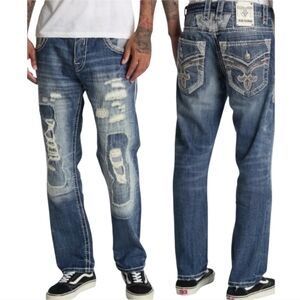 🆕️Rock Revival Kort Straight Jeans. Men's Size: Waist 32x34 Inseam. NWOT.